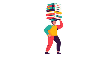 Obraz premium Illustration Of A Person Carrying Books Symbolizing Knowledge And Education
