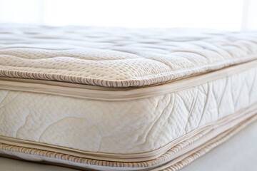 Close up Mattress corner isolated on white background.