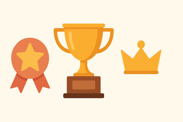 Victory Trophy with Award Ribbon and Crown