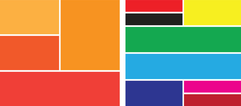 Modern bento grid layout design with geometric shapes and color blocks - Powered by Adobe