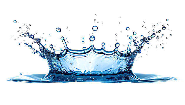 Water crown splash of blue liquid