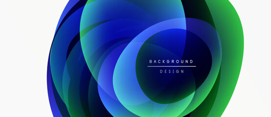 Abstract layers overlap, creating dynamic blue, green gradients. Modern design element for backgrounds, presentations. Minimalist aesthetic.