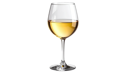 Wineglass with white wine isolated against black background