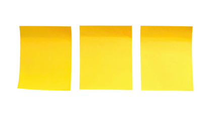 Three yellow sticky notes lined up on a black background