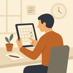 Person Using Digital Tablet for Planning