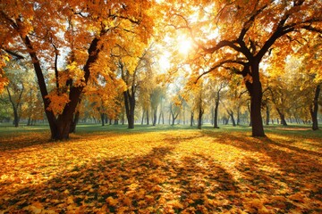 Fototapeta premium A symphony of fall colors in nature's grand display. Strong cont
