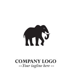 Obraz premium Majestic Elephant Logo Symbol in Black on White Background with Elegant Minimalist Modern Design
