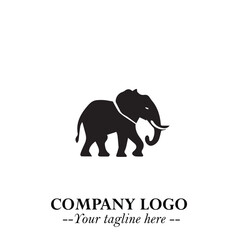 Majestic Elephant Logo Symbol in Black on White Background with Elegant Minimalist Modern Design
