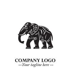 Obraz premium Majestic Elephant Logo Symbol in Black on White Background with Elegant Minimalist Modern Design