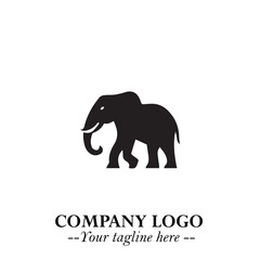 Majestic Elephant Logo Symbol in Black on White Background with Elegant Minimalist Modern Design