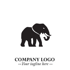 Majestic Elephant Logo Symbol in Black on White Background with Elegant Minimalist Modern Design