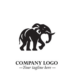 Obraz premium Majestic Elephant Logo Symbol in Black on White Background with Elegant Minimalist Modern Design