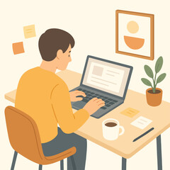 Person using laptop at desk for work or study