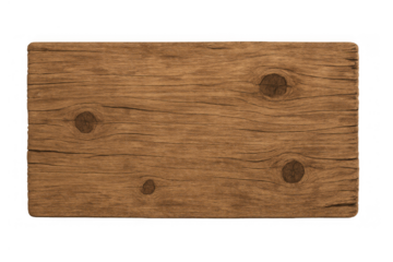 Empty rustic wooden signboard with old brown plank texture, natural wood grain details, isolated, blank space for text presentation