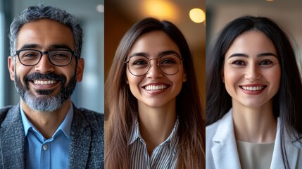 Diverse business professionals portrait, modern office background, professional headshot, possible for use in a corporate brochure or magazine