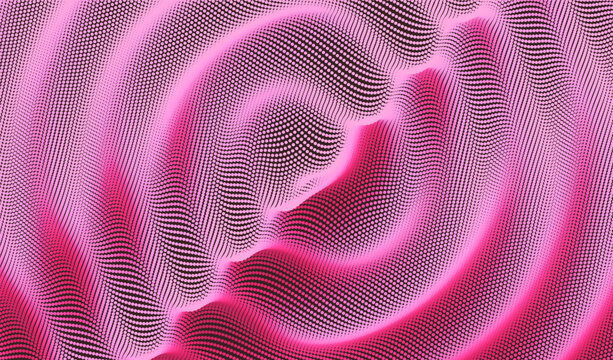 3D wavy background. Ripple effect. Grid surface. Vector illustration for cover, card, postcard, banner, poster, brochure or presentation.