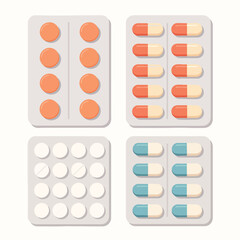 Medicine pills and capsules on blister packs