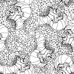 seamless abstract pattern with human head