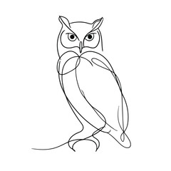 Elegant Owl Continuous Line Art Illustration