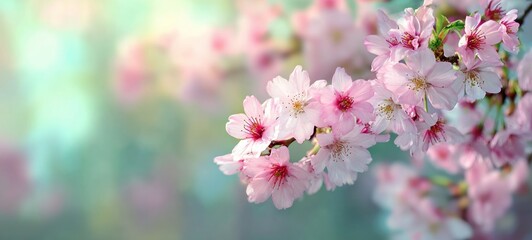 Cherry Blossoms in Spring, Delicate Pink Flowers