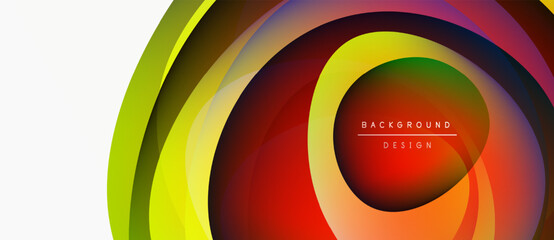 Fototapeta premium Abstract colorful layers create dynamic circular design. Text reads background design within central shape. Modern visual element.