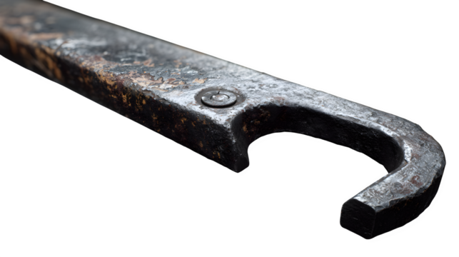 Heavy metal crowbar with scratches and paint marks