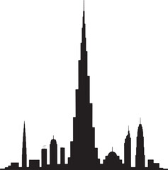 Obraz premium Dubai Skyline Silhouette Cityscape United Arab Emirates Skyscraper Architecture