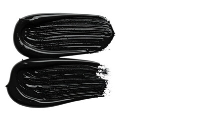 Two black glossy paint smears, horizontal strokes, isolated