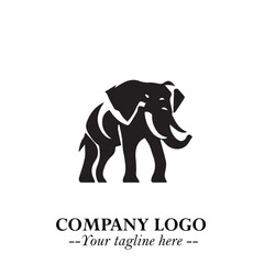 Majestic Elephant Logo Symbol in Black on White Background with Elegant Minimalist Modern Design