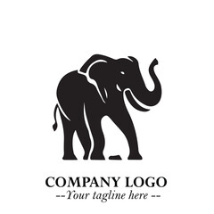 Obraz premium Majestic Elephant Logo Symbol in Black on White Background with Elegant Minimalist Modern Design