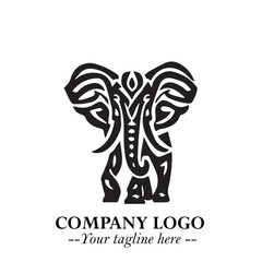 Majestic Elephant Logo Symbol in Black on White Background with Elegant Minimalist Modern Design