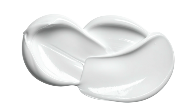 Creamy white swirl of cosmetic product on black backdrop