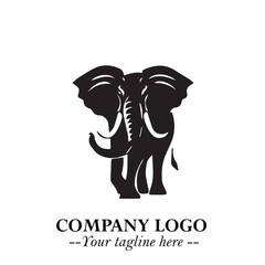 Majestic Elephant Logo Symbol in Black on White Background with Elegant Minimalist Modern Design