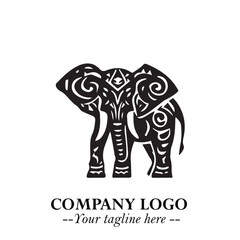 Fototapeta premium Majestic Elephant Logo Symbol in Black on White Background with Elegant Minimalist Modern Design