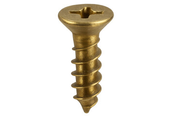 Golden phillips head screw on transparent background