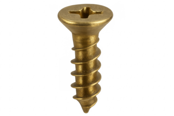 Golden phillips head screw on transparent background