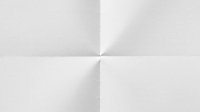 Sharp Folded White Paper Texture Background, Center Crease Lines, Clean Minimal Motion Video Backdrop