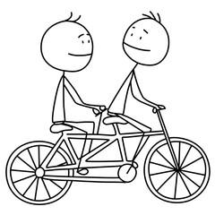 Stick Figures Tandem Bike Ride