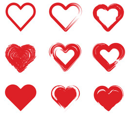 Heart icon. Red heart icons set vector. Valentine day love red heart shape symbol. Couple lover romance vector. 