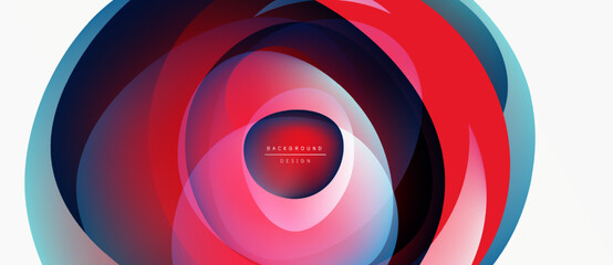 Fototapeta premium Abstract concentric circles, vibrant colors blend. Red, blue, purple gradients create dynamic visual effect. Modern design element.