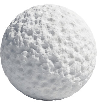Large white snowball with textured surface on a transparent background, PNG image