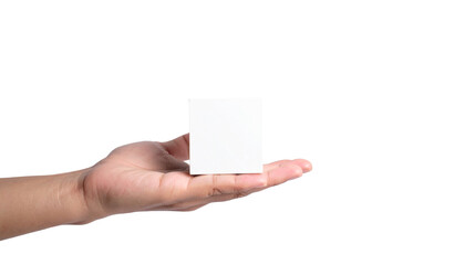 Hand holding a blank card, ready for any message or design. It's an invitation for creativity and self-expression