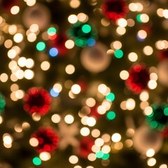 Obraz premium Christmas Tree Lights and Ornaments Bokeh Background.