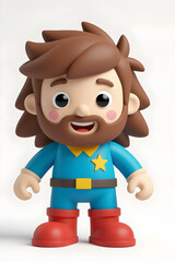 Fototapeta premium Cute 3D cartoon character with brown hair and beard