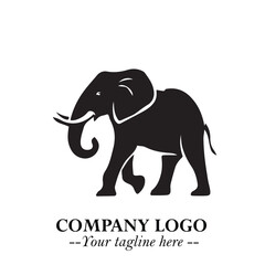 Majestic Elephant Logo Symbol in Black on White Background with Elegant Minimalist Modern Design
