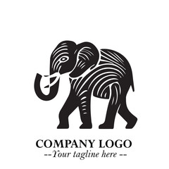 Majestic Elephant Logo Symbol in Black on White Background with Elegant Minimalist Modern Design
