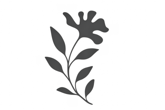 Stylized botanical plant silhouette with transparent background