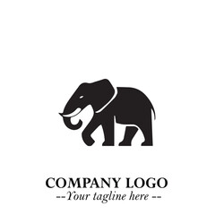 Majestic Elephant Logo Symbol in Black on White Background with Elegant Minimalist Modern Design