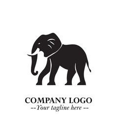 Obraz premium Majestic Elephant Logo Symbol in Black on White Background with Elegant Minimalist Modern Design