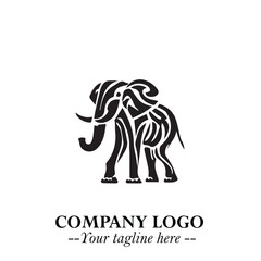 Majestic Elephant Logo Symbol in Black on White Background with Elegant Minimalist Modern Design